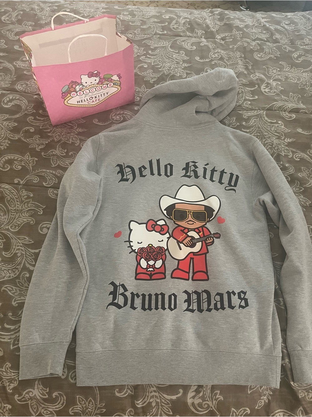 Hello Kitty x Bruno Mars Gray Hoodie